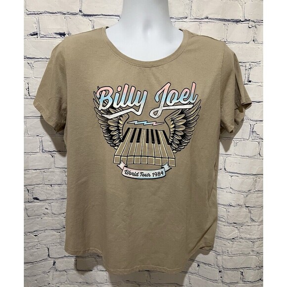 Official Billy Joel World Tour 1984 Piano Wings Taupe Crew Neck T Shirt XL - Picture 1 of 5